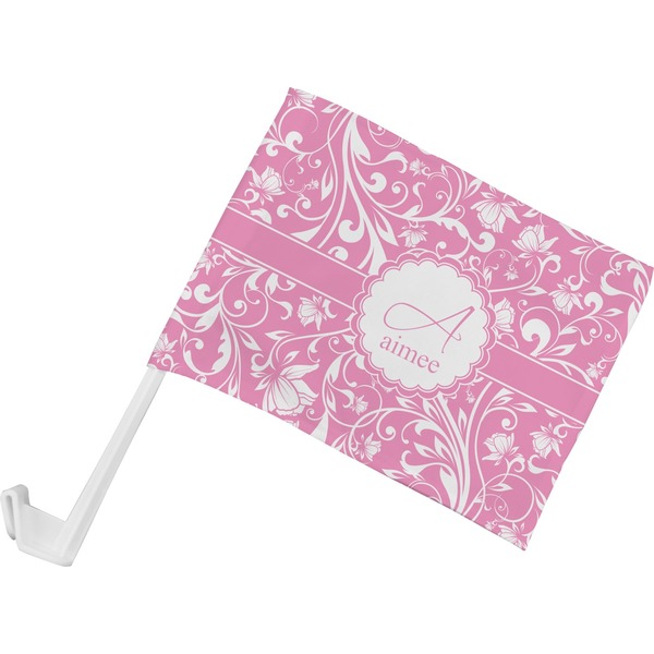 Custom Floral Vine Car Flag - Small w/ Name and Initial