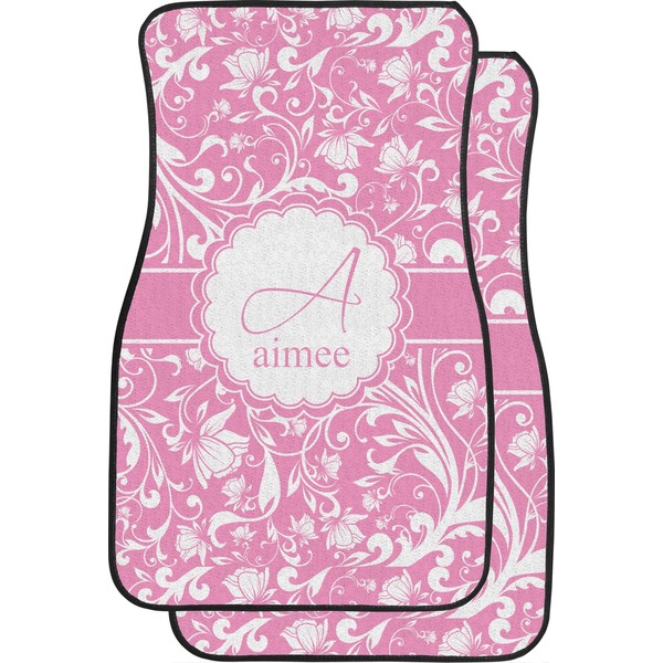 Custom Floral Vine Car Floor Mats (Front Seat) (Personalized)