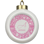 Floral Vine Ceramic Ball Ornament (Personalized)