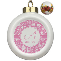 Floral Vine Ceramic Ball Ornaments - Poinsettia Garland (Personalized)