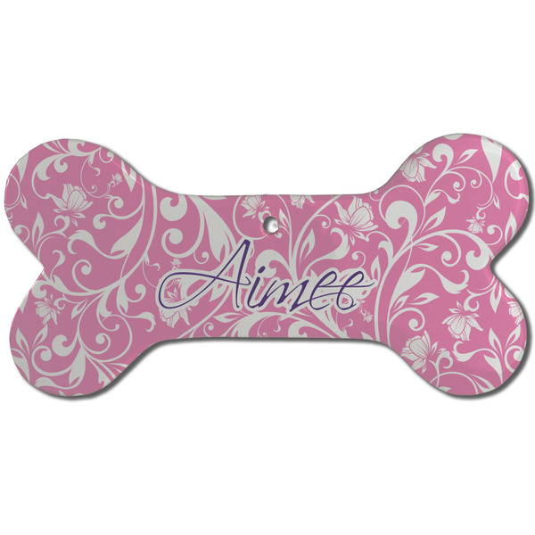 Floral Vine Ceramic Flat Ornament - Bone Front