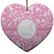Floral Vine Ceramic Flat Ornament - Heart (Front)