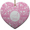 Floral Vine Heart Ceramic Ornament w/ Name and Initial