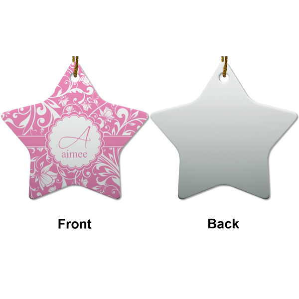 Floral Vine Ceramic Flat Ornament - Star Front & Back (APPROVAL)