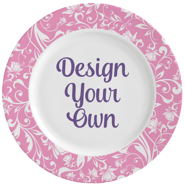 Custom Floral Vine Ceramic Dinner Plates (Set of 4) (Personalized)