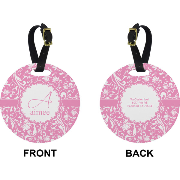 Floral Vine Circle Luggage Tag (Front + Back)