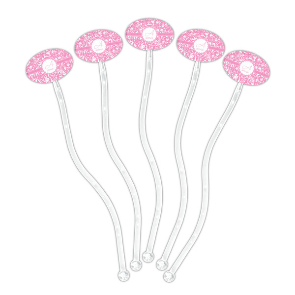 Floral Vine Clear Plastic 7" Stir Stick - Oval - Fan