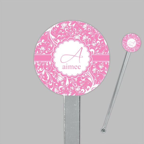 Floral Vine Clear Plastic 7" Stir Stick - Round - Closeup