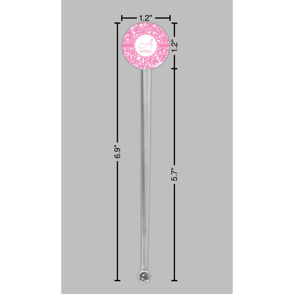 Floral Vine Clear Plastic 7" Stir Stick - Round - Dimensions