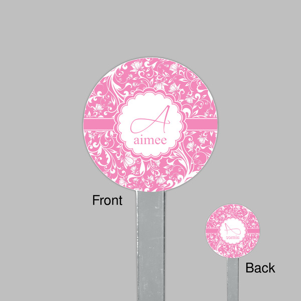 Floral Vine Clear Plastic 7" Stir Stick - Round - Front & Back