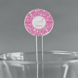 Floral Vine 5.5" Round Plastic Stir Sticks - Clear (Personalized)