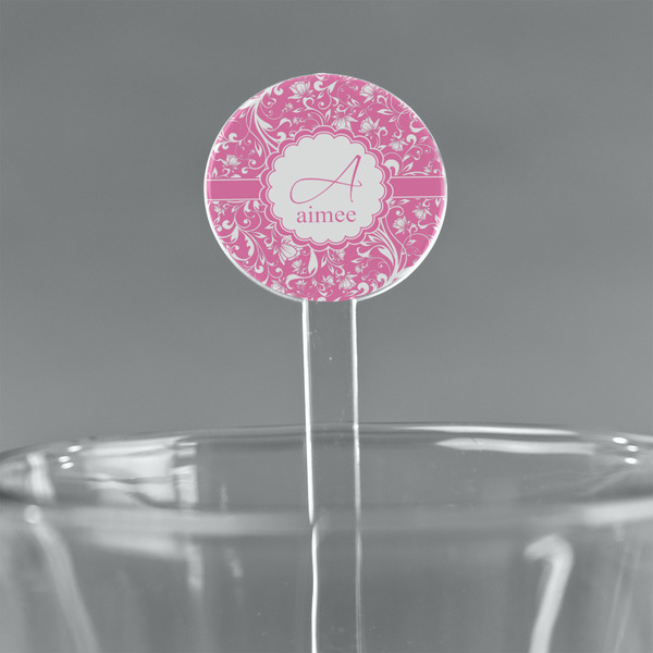 Custom Floral Vine 7" Round Plastic Stir Sticks - Clear (Personalized)
