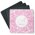 Floral Vine Square Rubber Backed Coasters - Set of 4 (Personalized)