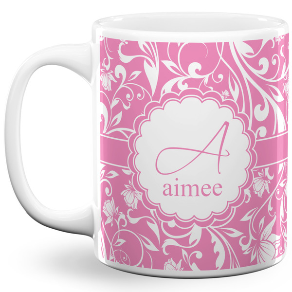 Custom Floral Vine 11 Oz Coffee Mug - White (Personalized)