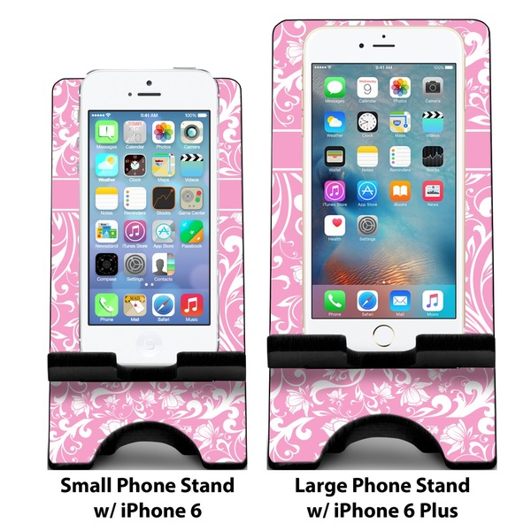 Floral Vine Compare Phone Stand Sizes - with iPhones