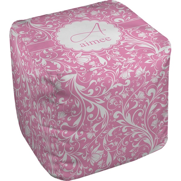 Custom Floral Vine Cube Pouf Ottoman (Personalized)