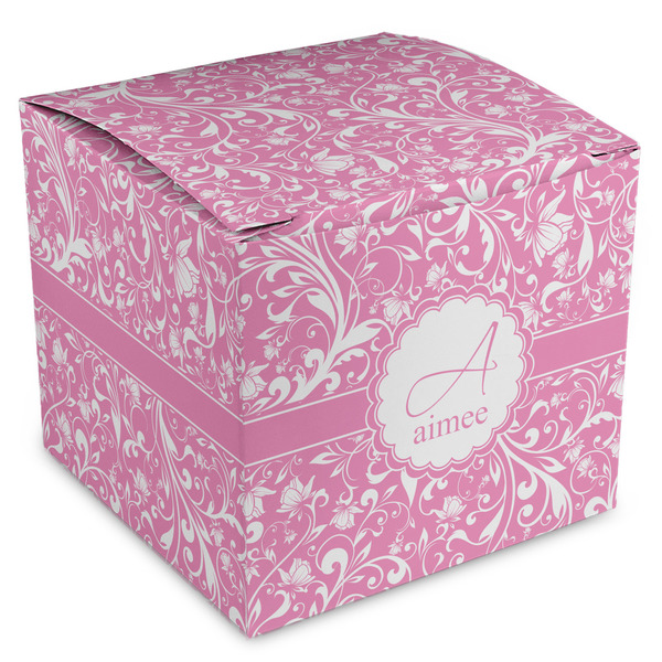 Custom Floral Vine Cube Favor Gift Boxes (Personalized)