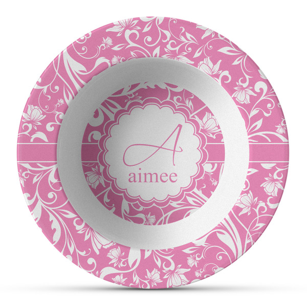 Custom Floral Vine Plastic Bowl - Microwave Safe - Composite Polymer (Personalized)