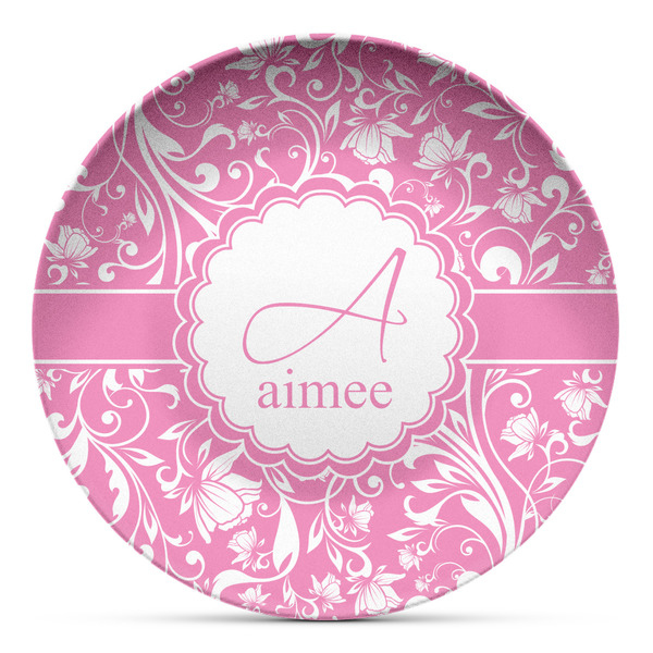Custom Floral Vine Microwave Safe Plastic Plate - Composite Polymer (Personalized)