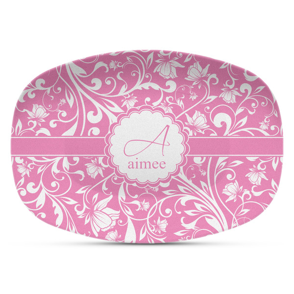 Custom Floral Vine Plastic Platter - Microwave & Oven Safe Composite Polymer (Personalized)
