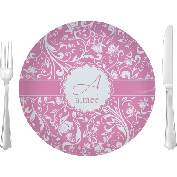 Custom Floral Vine Glass Lunch / Dinner Plate 10" (Personalized)