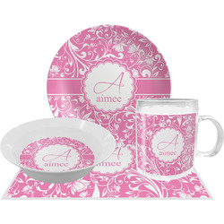 Floral Vine Dinner Set - Single 4 Pc Setting w/ Name and Initial