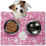 Floral Vine Dog Food Mat - Medium w/ Name and Initial
