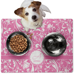 Floral Vine Dog Food Mat - Medium w/ Name and Initial
