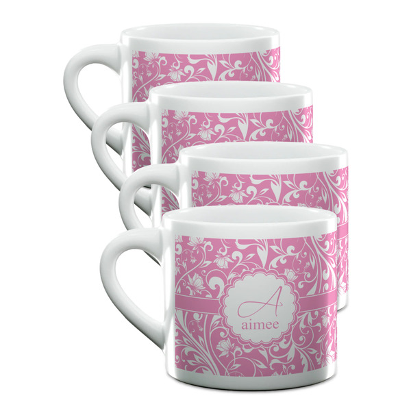 Custom Floral Vine Double Shot Espresso Cups - Set of 4 (Personalized)