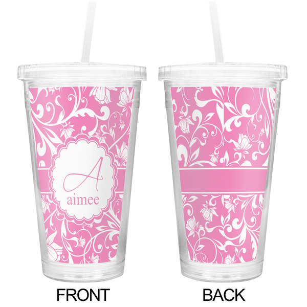 Floral Vine Double Wall Tumbler with Straw - Approval