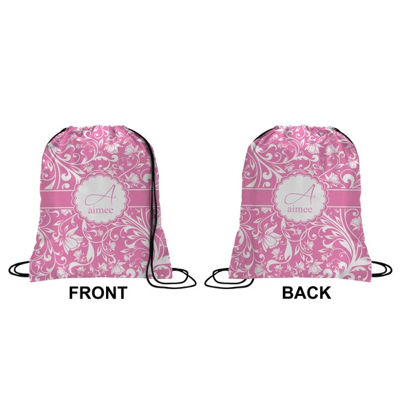 Floral Vine Drawstring Backpack Front & Back Small
