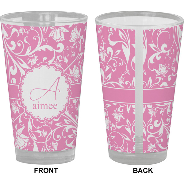 Floral Vine Pint Glass - Full Color - Front & Back Views