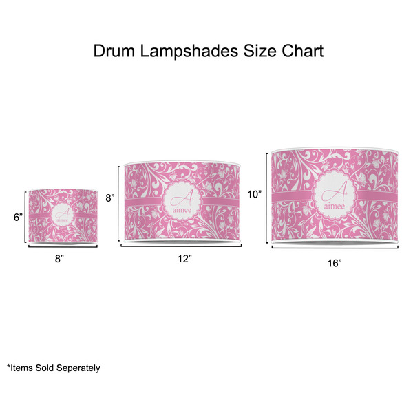 Floral Vine Drum Lampshades - Sizing Chart