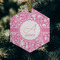 Floral Vine Frosted Glass Ornament - Hexagon (Lifestyle)