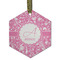 Floral Vine Frosted Glass Ornament - Hexagon
