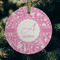 Floral Vine Frosted Glass Ornament - Round (Lifestyle)