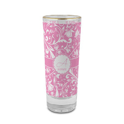 Floral Vine 2 oz Shot Glass -  Glass with Gold Rim - Single (Personalized)