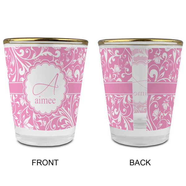 Floral Vine Glass Shot Glass - with gold rim - APPROVAL