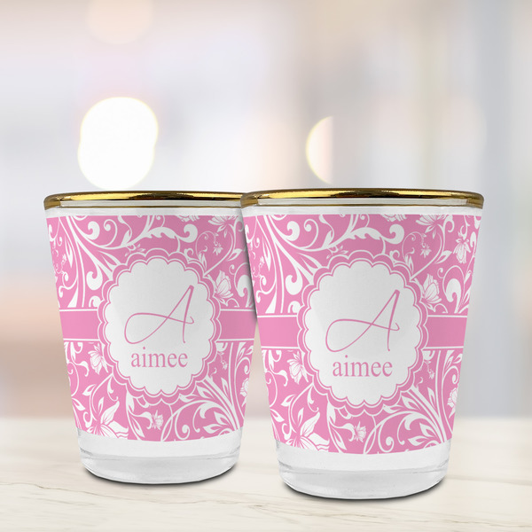 Floral Vine Glass Shot Glass - with gold rim - LIFESTYLE