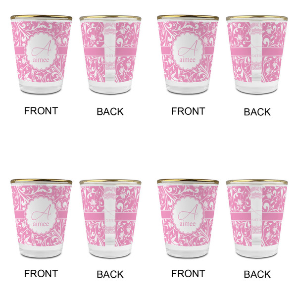 Floral Vine Glass Shot Glass - with gold rim - Set of 4 - APPROVAL