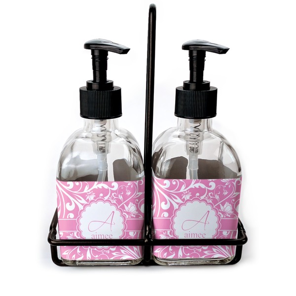 Custom Floral Vine Glass Soap & Lotion Bottle Set (Personalized)