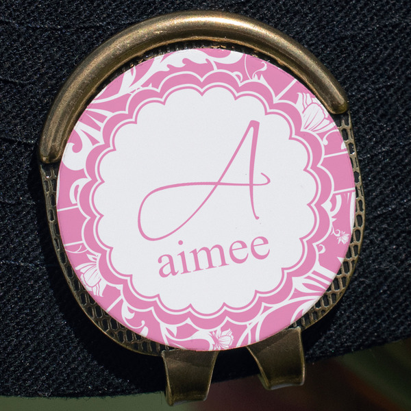 Floral Vine Golf Ball Marker Hat Clip - Gold - Close Up