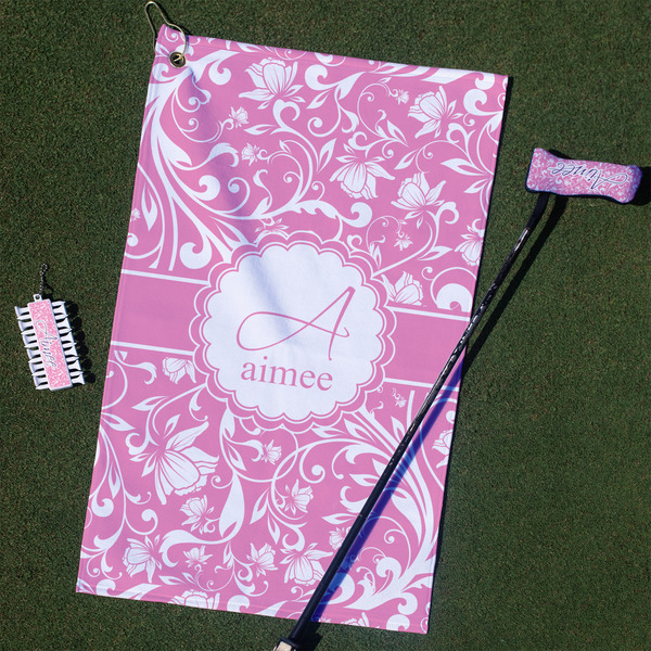 Custom Floral Vine Golf Towel Gift Set (Personalized)