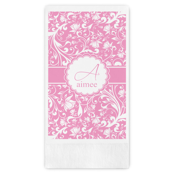 Custom Floral Vine Guest Napkins - Full Color - Embossed Edge (Personalized)