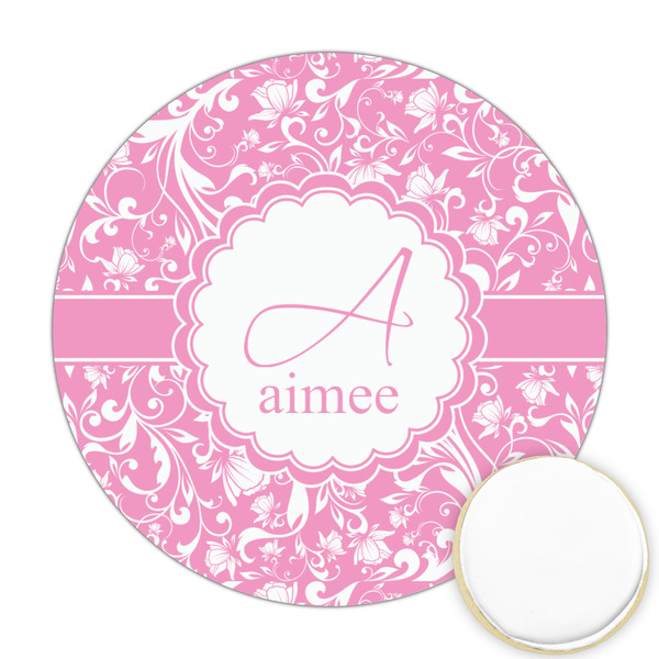 Custom Floral Vine Printed Cookie Topper - Round (Personalized)