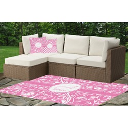 Floral Vine Indoor / Outdoor Rug - Custom Size w/ Name and Initial