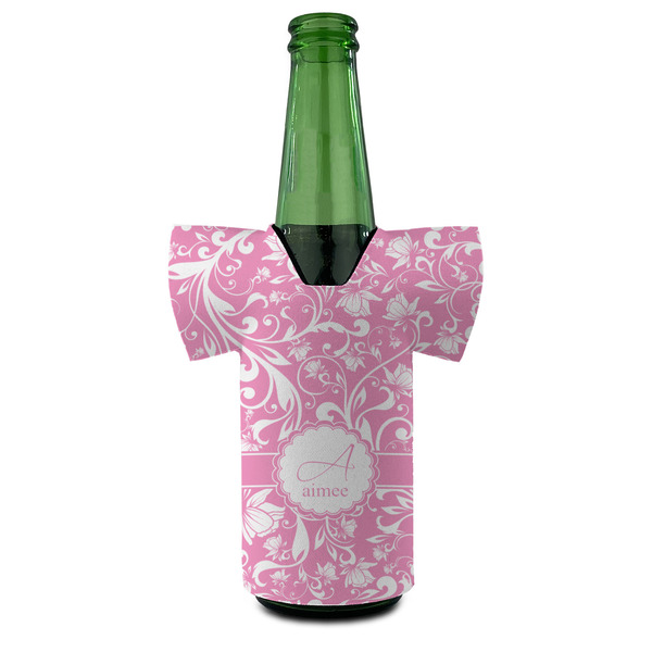 Floral Vine Jersey Bottle Cooler - FRONT (on bottle)
