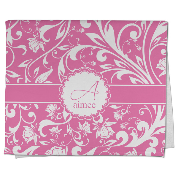 Custom Floral Vine Kitchen Towel - Poly Cotton w/ Name and Initial