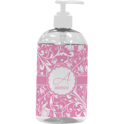 Floral Vine Plastic Soap / Lotion Dispenser (16 oz - Large - White) (Personalized)