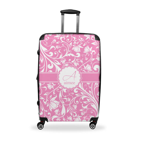 Custom Floral Vine Suitcase - 28" Large - Checked w/ Name and Initial